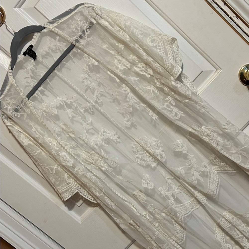 Rue21 Cream Floral Lace Cardigan